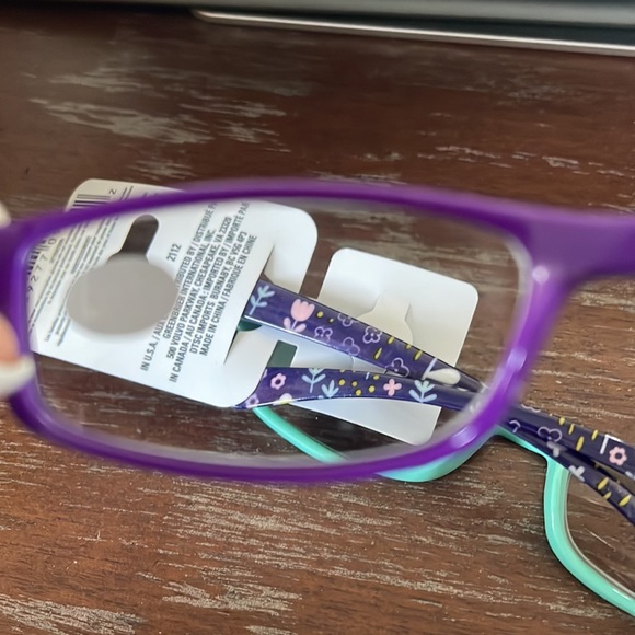 Fashion +2.00 purple & pink print & blue green w/navy blue flower print readers - Picture 5 of 16